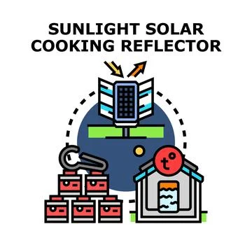 Sunlight solar cooking reflector heating water concept Stock Illustration