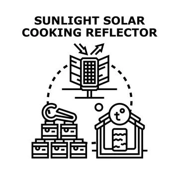 Sunlight solar cooking reflector heating water concept Stock Illustration