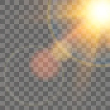 Sunlight special lens flare light effect on transparent background. Vector. Stock Illustration