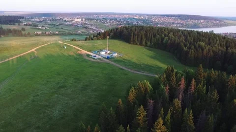 Sunlight in spruce forest in russia , at sunset Video stock 63604833