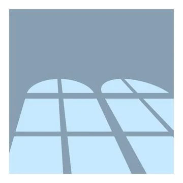 Sunlight streaming through arched windows onto floor Ilustración de archivo