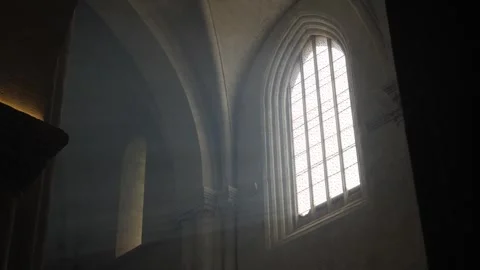 Sunlight Streaming Through Gothic Windows in Tarragona Cathedral Stock Footage 331180575
