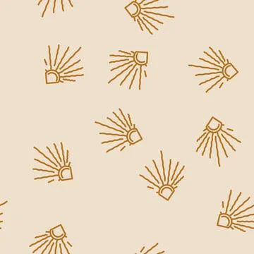 Sunlight sun summer line vector seamless pattern Illustrazione stock