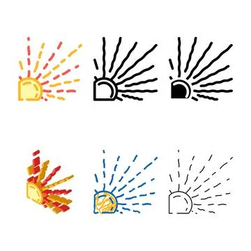 Sunlight sun types summer color icon vector Stock Illustration