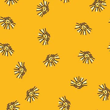 Sunlight sunrise sun summer vector seamless pattern Stock Illustration