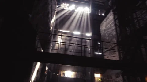 Sunlight Through Explosion-Shattered Windows at Ukrainian Thermal Plant Stock Footage 313429177