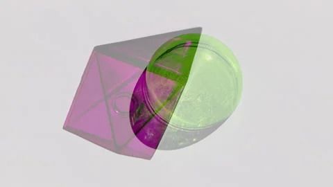 Sunlight Through Geometric Objects with Green and Purple light Stock Footage 305074500