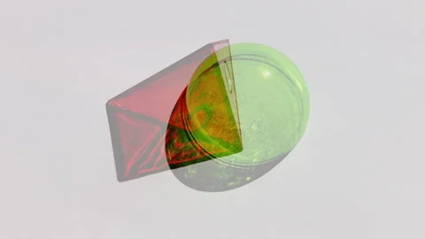 Sunlight Through Geometric Objects with Green and Purple light Stock Footage 305074627