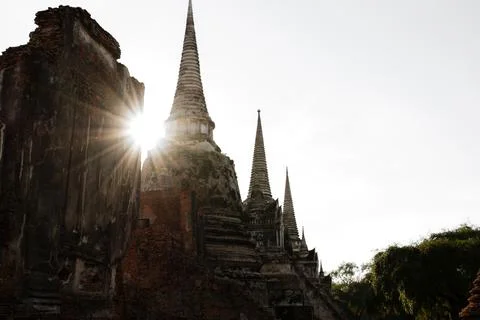 Sunlight Through Three Chedis, Wat Phra Si Sanphet, Ayutthaya Foto stock