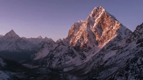 Sunlight Time Lapse Cholatse Ama Dablam Peak Sunrise Himalayas Mountains Sunl Vídeo Stock 91204513