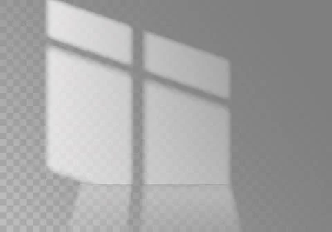 Sunlight from window on wall. Transparent overlay shadow, realistic silhouette Illustrazione stock