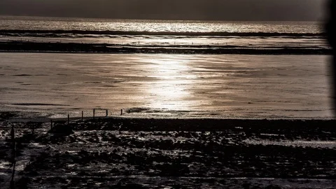 Sunlights on the Iceland sea Stock Footage 126731471