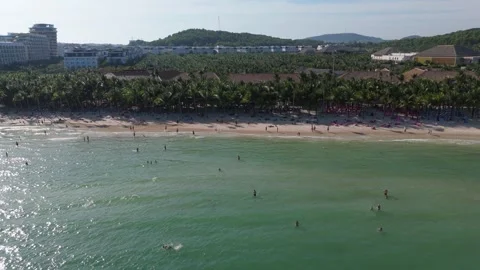 Sunlit Aerial View of Khem Beach and Resorts Phu Quoc Vídeos de archivo 337428244