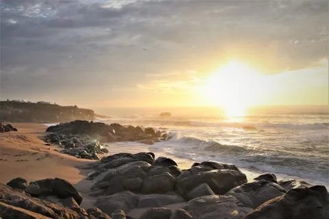 Sunlit atlantic coast Stock Photos
