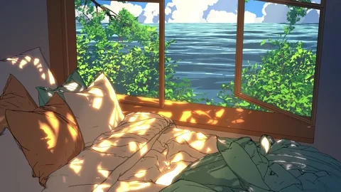Sunlit Bedroom by the Window Stock Footage 342125791