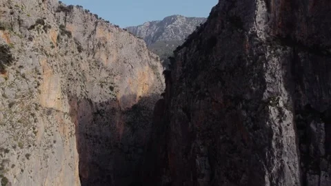 Sunlit Canyon Walls in Remote Wilderness Stock Footage 282930173