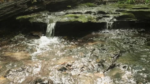 Sunlit Cascade Upstream from Fall Hollow Falls Tennessee Stock Footage 337499823