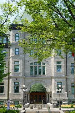 Sunlit Classical Architecture in Spring Setting Stock Photos