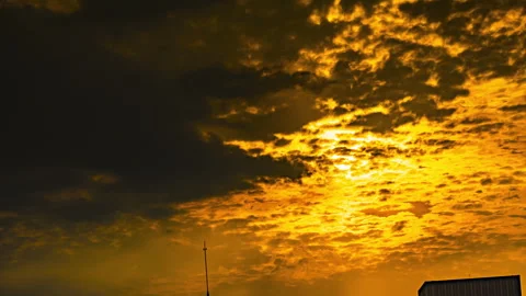 Sunlit Clouds and Glowing Sunset Sky Views Timelapse Stock Footage 320813656