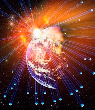 Sunlit clouds from space Stock Illustration