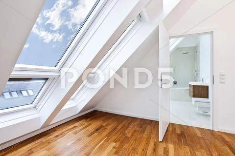 Sunlit contemporary apartment with modern bathroom Stock Photos