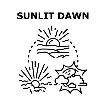 Sunlit dawn concept vector black icon Stock Illustration