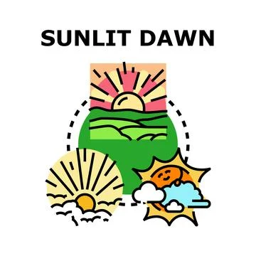 Sunlit dawn concept vector color icon Stock Illustration