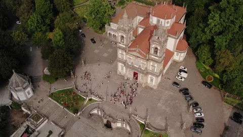Sunlit devotion gathers at the sanctuary of Bom Jesus Stock-Footage 310539397