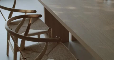 Sunlit Dining Room: Two Wooden Chairs and a Long Table 動画素材 344271136