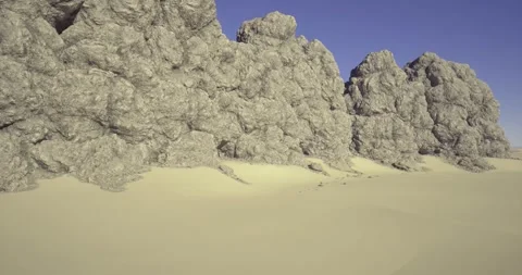 Sunlit dune landscape, Low angle view of textured rocky outcrop Stock Footage 347192851