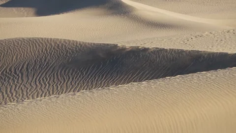 Sunlit Dune Ridges and Sand blowing in the wind Stock Footage 344479547