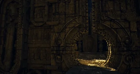 Sunlit edges emphasize contrast in ornate border craftsmanship Stock Footage 333559425
