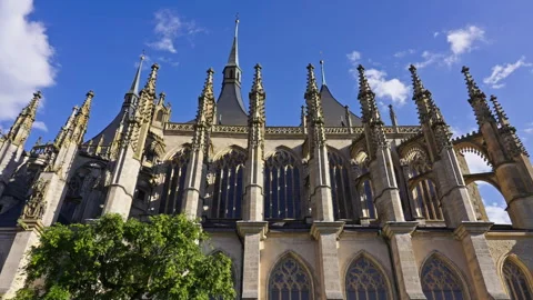 Sunlit Gothic Spires and Cathedral Walls Vidéo 313844162