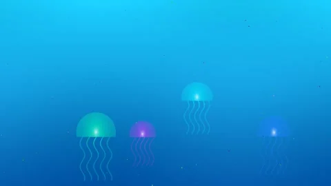 Sunlit jellyfish 2K resolution underwater abstract nature background. Stock Footage 342080845