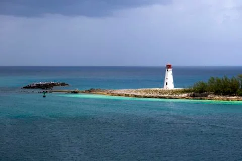 Sunlit lighthouse Stock Photos