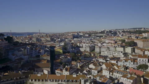 Sunlit Lisbon Panorama cityscape Stock Footage 262573140