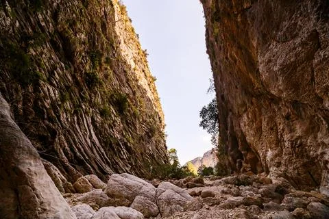 Sunlit Passage Through the Isbert Gorge Stock Photos