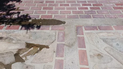 Sunlit path &amp; paving, walking in Anissaras, Crete, Greece Stock Footage 146713332