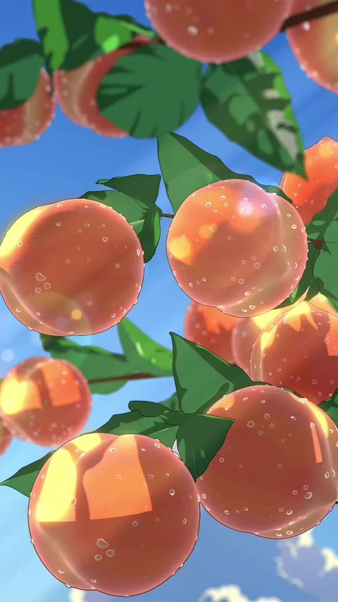 Sunlit Peach Tree Branch – Summer Anime Garden Loop 4K 스톡 동영상 337625960