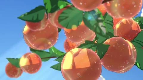 Sunlit Peach Tree Branch – Summer Anime Garden Loop 4K Stock Footage 337626066