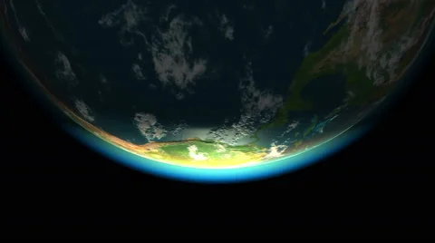 Sunlit portion of Earth bottom view. Seamless loop, 3D animation. Stockbeeldmateriaal 65024938
