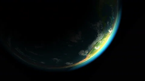 Sunlit portion of Earth. Seamless loop, 3D animation. Stock Footage 65027473