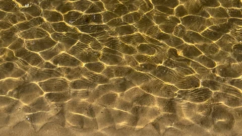Sunlit ripples shimmer across clear shallow coastal water Stock Footage 342765570