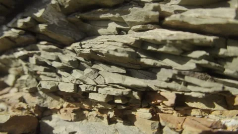 Sunlit Sedimentary Rock Layers in Natural Setting Stock Footage 289640343