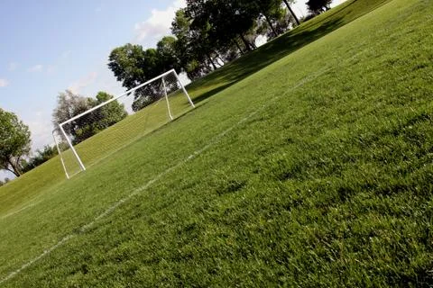 Sunlit Soccer Net Stock Photos