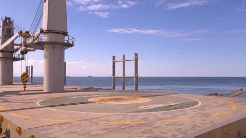 Sunlit spacious open deck of large commercial cargo ship Stock Footage 346263046