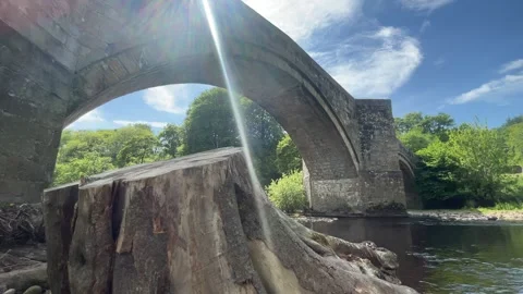 Sunlit Stone Bridge, England Stock Footage 309667414