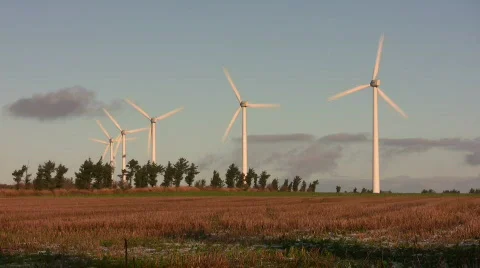 Sunlit wind turbines Video stock 628836
