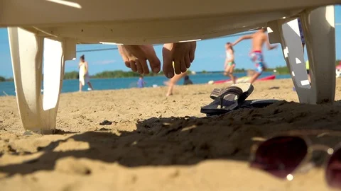 SUNLOUNGER RELAX Stock Footage 94600432
