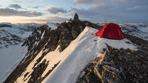 Sunnset with tent Stock Footage 97297564